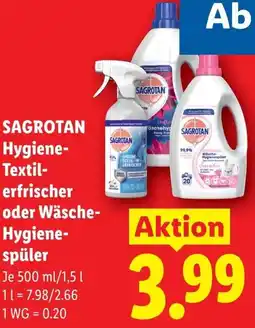 Lidl Sagrotan Hygiene Textilerfrischer oder Wäsche Hygienespüler Angebot
