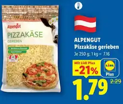 Lidl Alpengut pizzakäse gerieben Angebot