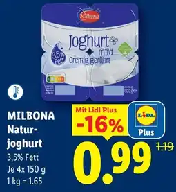 Lidl Milbona naturjoghurt Angebot