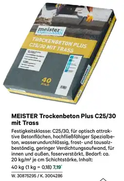 Lagerhaus MEISTER Trockenbeton Plus C25/30 mit Trass Angebot