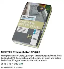 Lagerhaus MEISTER Trockenbeton C 16/20 Angebot