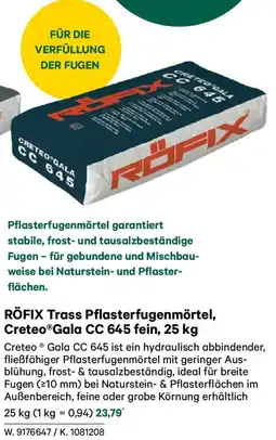 Lagerhaus RÖFIX Trass Pflasterfugenmörtel, CreteoGala CC 645 fein Angebot