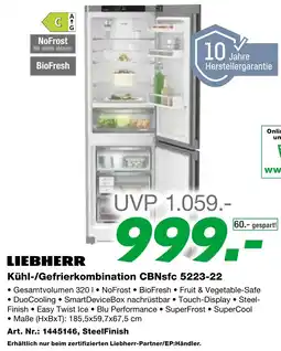EP LIEBHERR Kühl-/Gefrierkombination CBNsfc 5223-22 Angebot