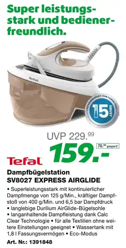 EP Tefal Dampfbügelstation SV8027 EXPRESS AIRGLIDE Angebot