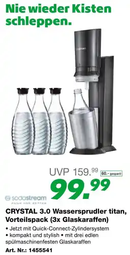EP CRYSTAL 3.0 Wassersprudler titan, Vorteilspack (3x Glaskaraffen) Angebot