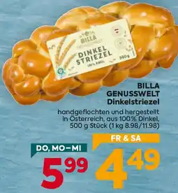 Billa Billa Genusswelt Dinkelstriezel Angebot