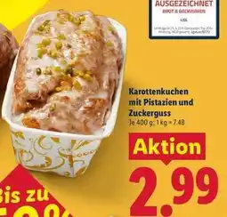 Lidl Karottenkuchen mit Pistazien und Zuckerguss Angebot