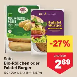 MPreis Bio Röllchen oder Falafel Burger Angebot