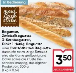 Maximarkt Baguette Zwiebelbaguette 3 Kornbaguette Dinkel Honig Baguette oder Französisches Baguette Angebot