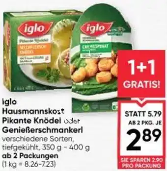 Maximarkt iglo Hausmannskost Pikante Knödel oder Genießerschmankerl Angebot