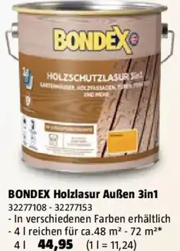 Bauhaus BONDEX Holzlasur Außen 3in1 Angebot