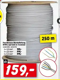 Bauhaus Feuchtraum Mantelleitung NYM-J auf 250 m Trommel Angebot