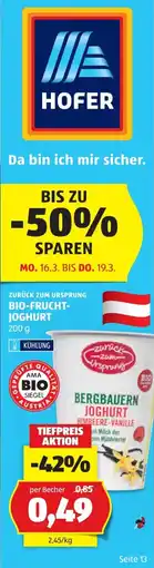 Hofer Bio-frucht- joghurt Angebot