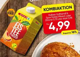 Spar Halbes Grillhendl & Spar Eistee Pfirsich oder Zitrone Angebot
