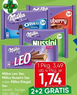 Spar Milka Leo 3er, Milka Nussini 5er oder Milka Riegel Angebot
