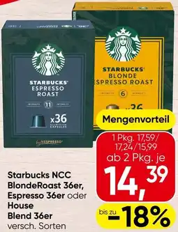 Spar Starbucks NCC Blonde Roast 36er, Espresso 36er oder House Blend 36er Angebot