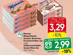 Spar Manner Neapolitaner. Schoko-Brownies, Fruchtschnitten 4er oder Vollkornschnitten, Snack Minis 3er Angebot