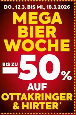 Billa Mega bier woche -50% auf ottakringer & hirter* Angebot