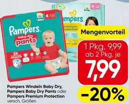 Spar Pampers Windeln Baby Dry, Pampers Baby Dry Pants oder Pampers Premium Protection Angebot