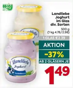 Billa Landliebe Joghurt im Glas div. Sorten Angebot