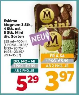 Billa Eskimo Magnum 3 Stk., 4 Stk. od. 6 Stk. Mini div. Sorten Angebot