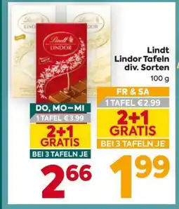 Billa Lindt Lindor Tafeln div. Sorten Angebot