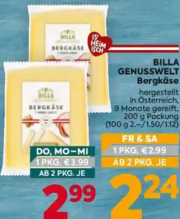 Billa Billa genusswelt Bergkäse Angebot