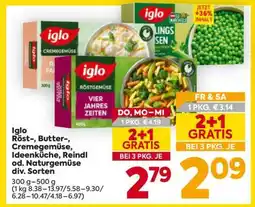 Billa Iglo Röst-, Butter-, Cremegemüse, Ideenküche, Reindl od. Naturgemüse div. Sorten Angebot
