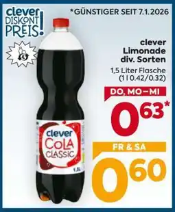 Billa clever Limonade div. Sorten Angebot