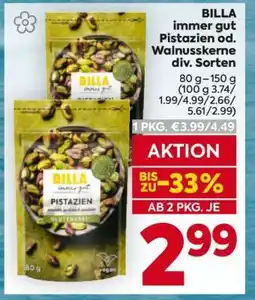 Billa BILLA immer gut Pistazien od. Walnusskerne div. Sorten Angebot