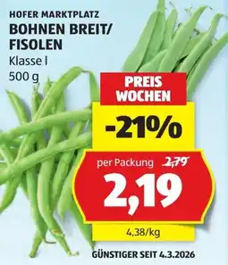 Hofer Hofer marktplatz bohnen breit/ fisolen Angebot