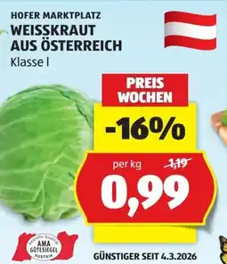 Hofer Hofer marktplatz weisskraut aus österreich Angebot
