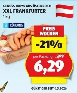 Hofer Genuss 100% aus österreich xxl frankfurter Angebot