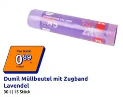 Action Dumil Müllbeutel mit Zugband Lavendel Angebot