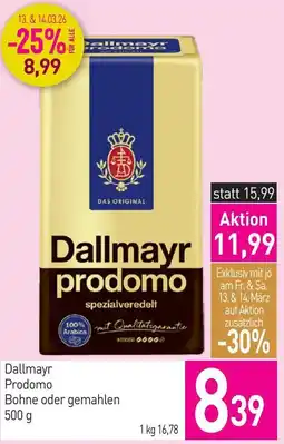 Sutterlüty Dallmayr Prodomo Bohne oder gemahlen Angebot