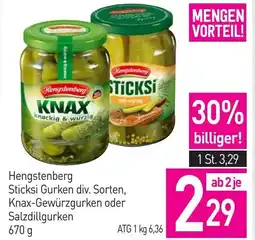 Sutterlüty Hengstenberg Sticksi Gurken Knax-Gewürzgurken oder Salzdillgurken Angebot