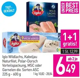 Sutterlüty Iglo Wildlachs, Kabeljau Naturfilet, Polar-Dorsch Vorteilspackung, MSC oder Garnelen Angebot