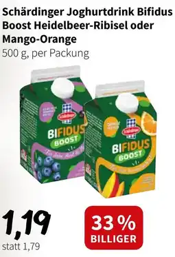 Eurogast Grissemann Schärdinger Joghurtdrink Bifidus Boost Heidelbeer-Ribisel oder Mango-Orange Angebot