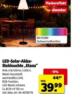 Hagebau LED-Solar-Akku- Stehleuchte Etana Angebot