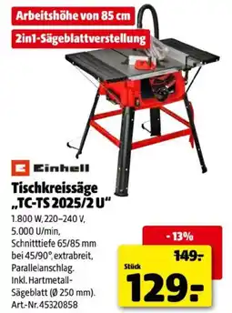 Hagebau Tischkreissäge TC-TS 2025/2U Angebot