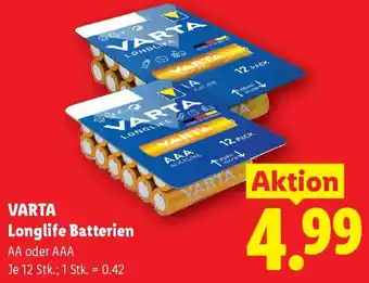Lidl VARTA Longlife Batterien Angebot