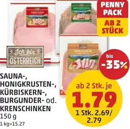 PENNY Sauna-, honigkrusten-, kürbiskern-, burgunder- od. krenschinken Angebot