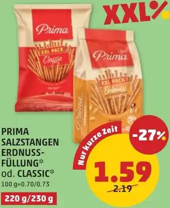PENNY Prima salzstangen erdnuss- füllung od. classic Angebot