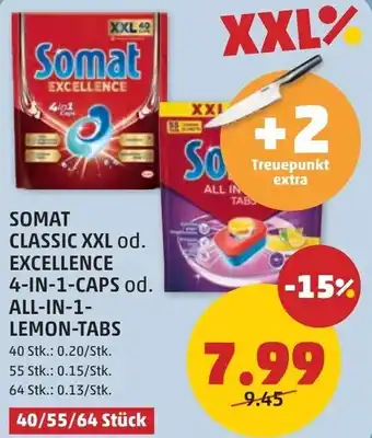 PENNY Somat classic xxl od. excellence 4-in-1-caps od. all-in-1- lemon-tabs Angebot