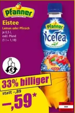 Norma Pfanner eistee lemon oder pfirsich Angebot