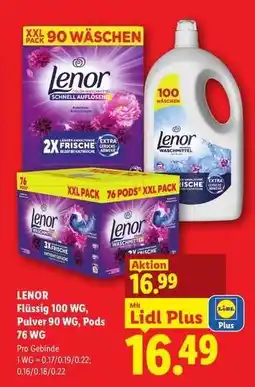 Lidl LENOR Flüssig 100 WG, Pulver 90 WG, Pods 76 WG Angebot