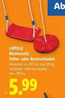 Lidl LUPILU Kletterseil/Teller- oder Brettschaukel Angebot