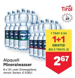 MPreis Alpquell Mineralwasser Angebot