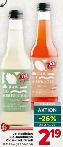 Billa Ja! Natürlich Bio-Kombucha Classic od. Dirndl Angebot