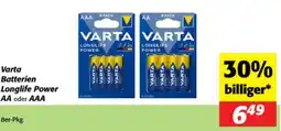 Nah&Frisch Varta Batterien Longlife Power AA oder AAA Angebot